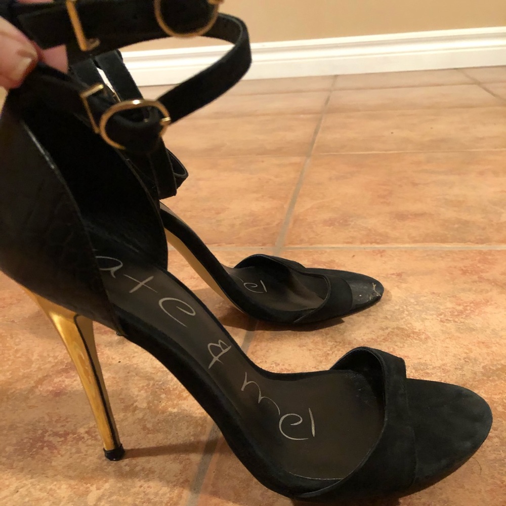 Black heeled sandals